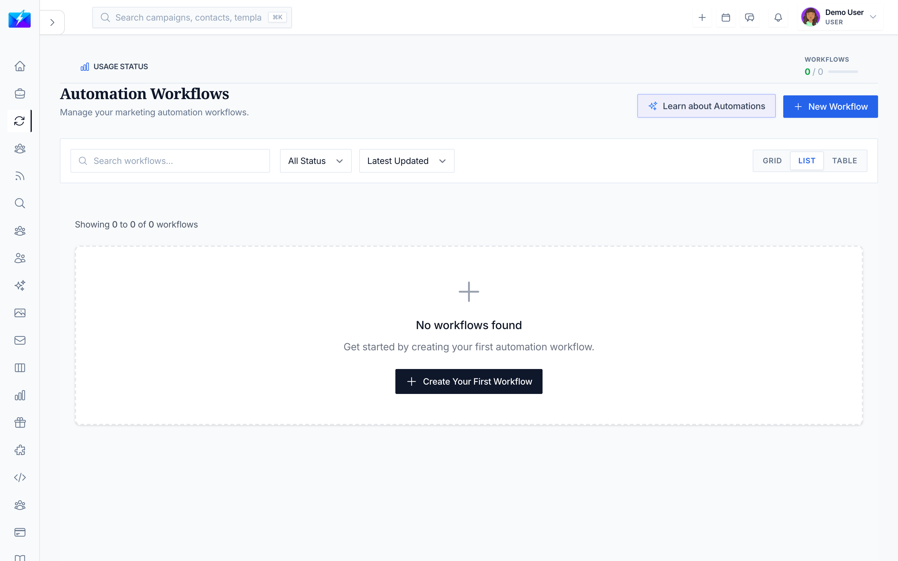 The visual workflow builder in OutreachBox with triggers and action nodes