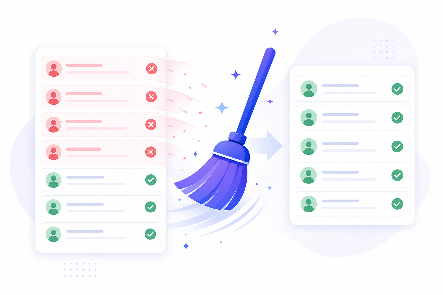 Cleaning an email list by removing bounced and invalid contacts